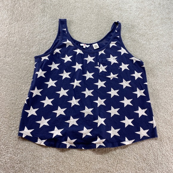 Levi's Tops - Levi's Tank Top Womens XL Blue White Star Print Scoop Neck Pocket Sleeveless